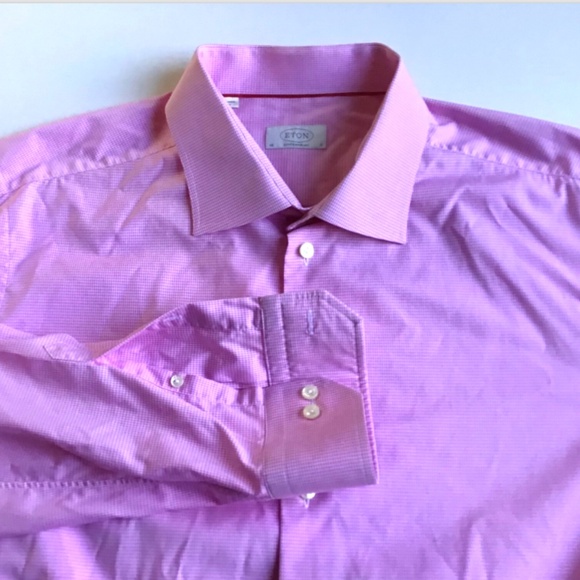 ETON contemporary lovely mini pink checkered cotton shirt Sz 19 made in Europe - Picture 8 of 10